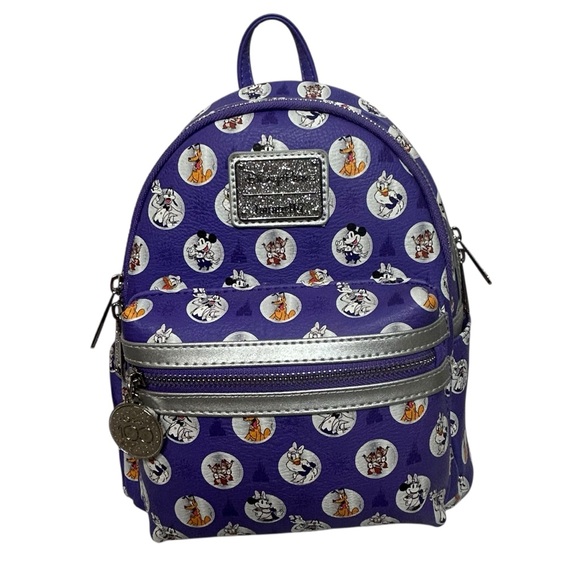 Loungefly Disney 100 Purple Mini Backpack with Character Print - Picture 4 of 16